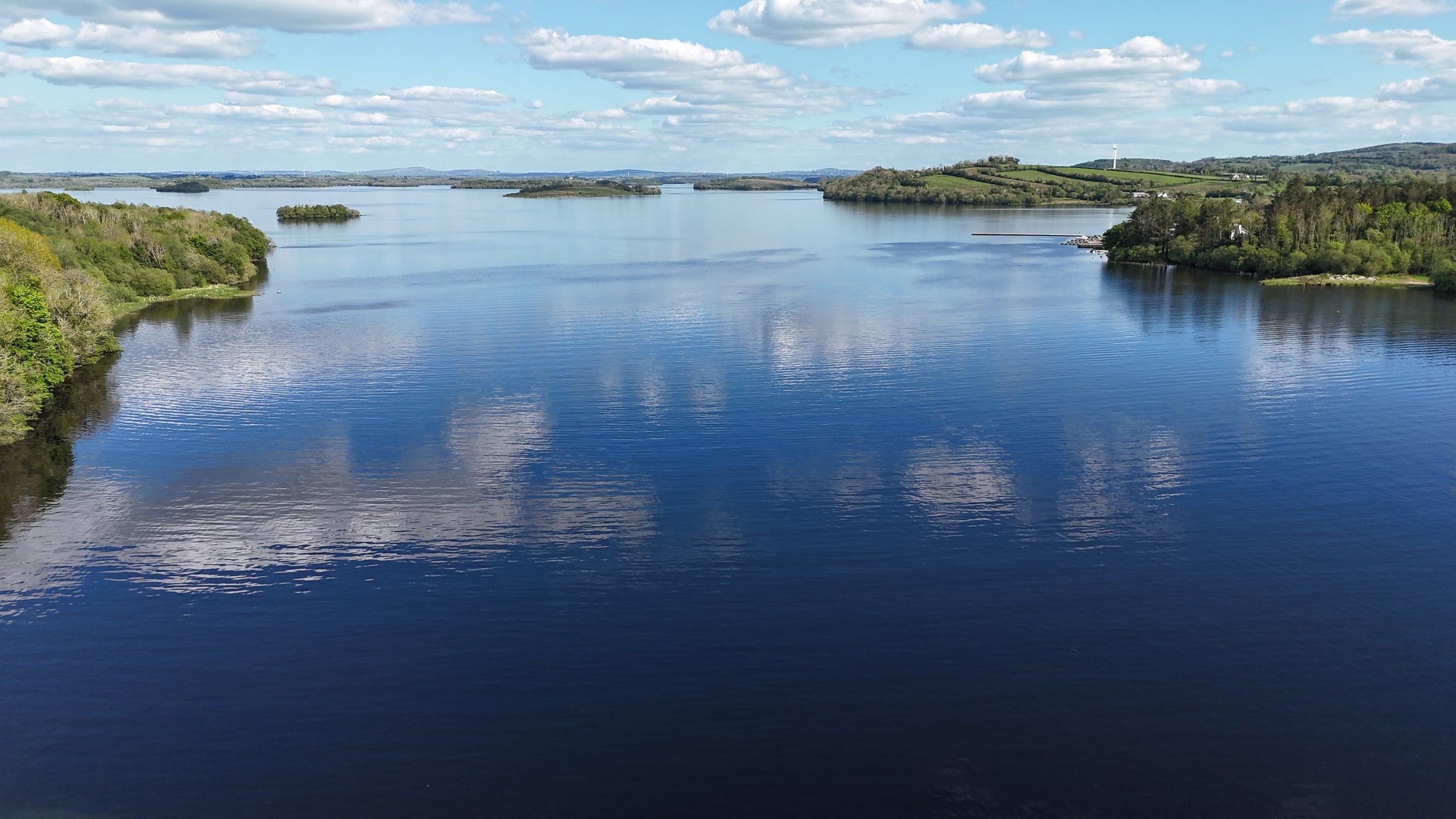 Reflections across Lower Lough Erne between shores